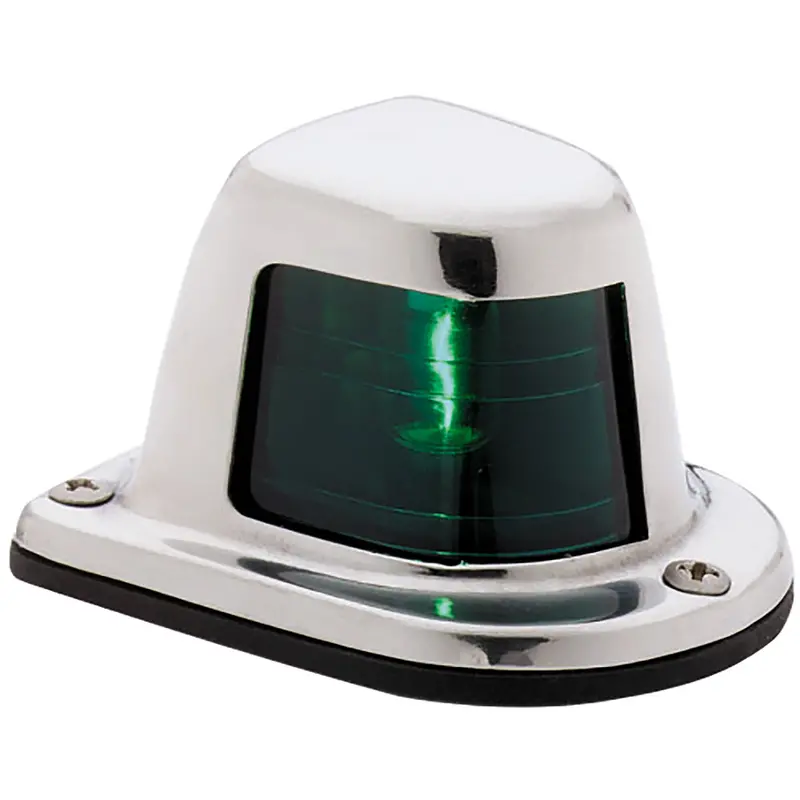 Attwood 1-Mile Green Sidelight – Deck-Mounted, 12V Dc, Stainless Steel Housing [66319G7] 1