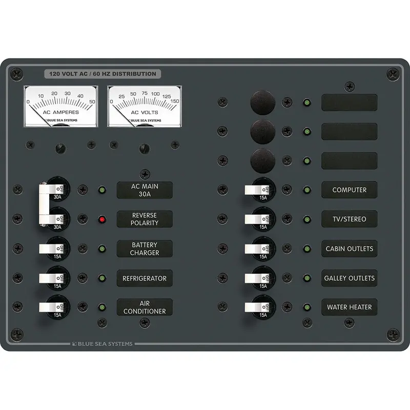 Blue Sea 8076 Ac Toggle Distribution Panel — Main + 11 Branch Positions 1