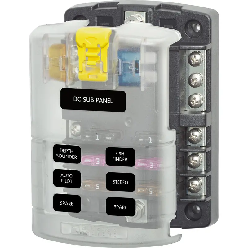 Blue Sea St Blade Fuse Block – 6-Circuit With Negative Bus And Protective Cover (Model 5025) 1