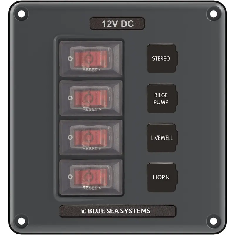 Blue Sea Systems 4-Position Gray Circuit Breaker Panel – Model 4320 1
