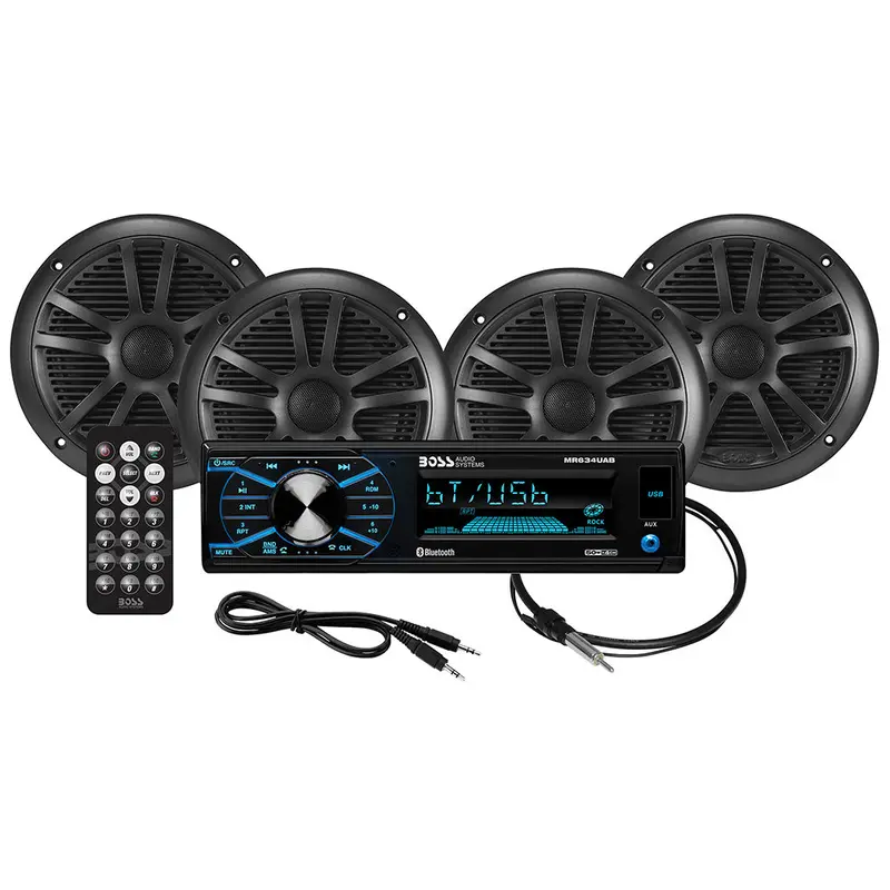 Boss Audio Mc-Bk634B.64 Marine Audio Bundle: Mr634Uab Receiver + 4 Mr6B Speakers + Mrant10 Antenna 1