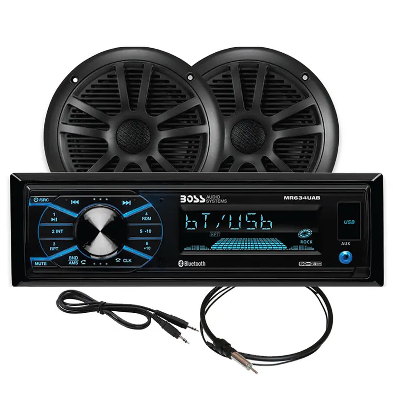 Boss Audio Mcbk634B.6 Marine Stereo & Speaker Kit – Includes 6.5" Coaxial Speakers, Black – Mcbk634B.6 1
