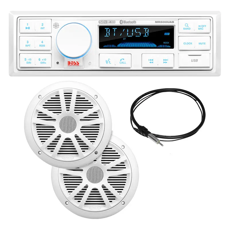 Boss Audio Mck500Wb.6 Marine Kit – Mr500Uab Receiver, Two Mr6W Speakers, Mrant10 Antenna, White Remote [Mck500Wb.6] 1
