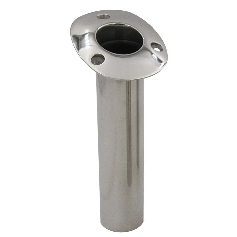 C.E. Smith 70 Series 15-Degree Flush-Mount Rod Holder – Stainless Steel, Cast Bottom, Black Liner (Model 536710C) 1