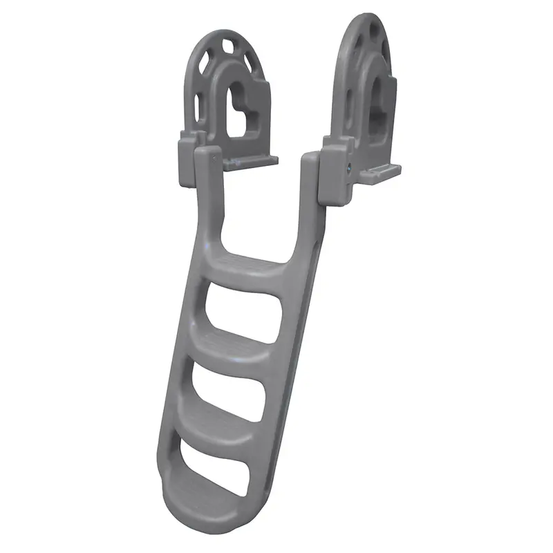 Dock Edge De2084F Grey 4-Step Flip-Up Roto-Molded Polyethylene Dock Ladder 1