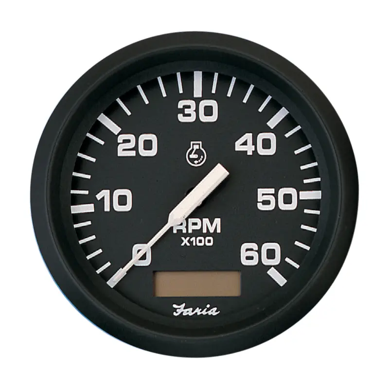 Faria 32832 Euro Black 4-Inch Gas Inboard Tachometer With Hourmeter – 6,000 Rpm 1