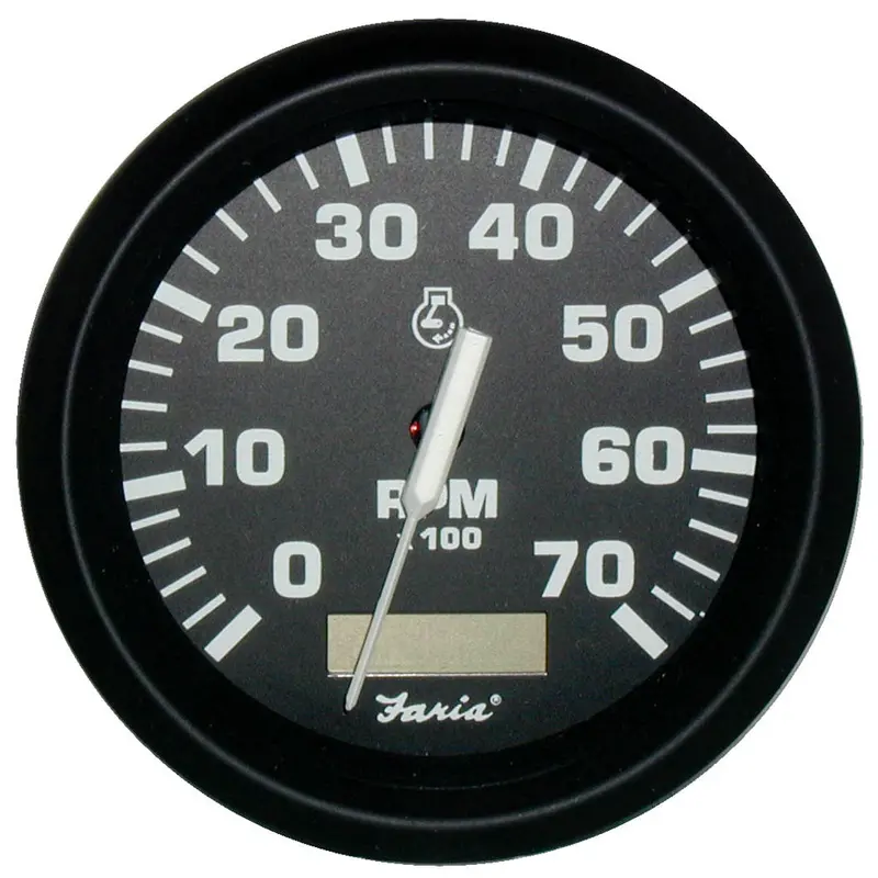 Faria 32840 Euro Black 4-Inch Gas Outboard Tachometer With Hourmeter – 7,000 Rpm 1