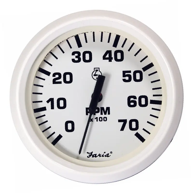Faria 33104 Dress White 4-Inch Universal Outboard Tachometer – 7,000 Rpm 1