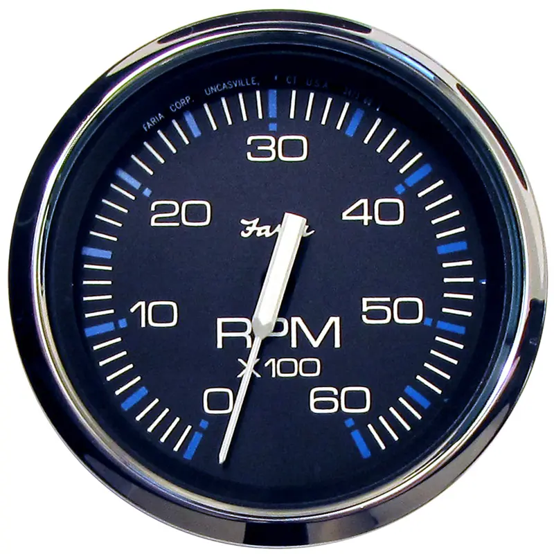 Faria 33710 Chesapeake Black 4" Tachometer – 6000 Rpm Gas Engine Gauge (Inboard & I/O) 1