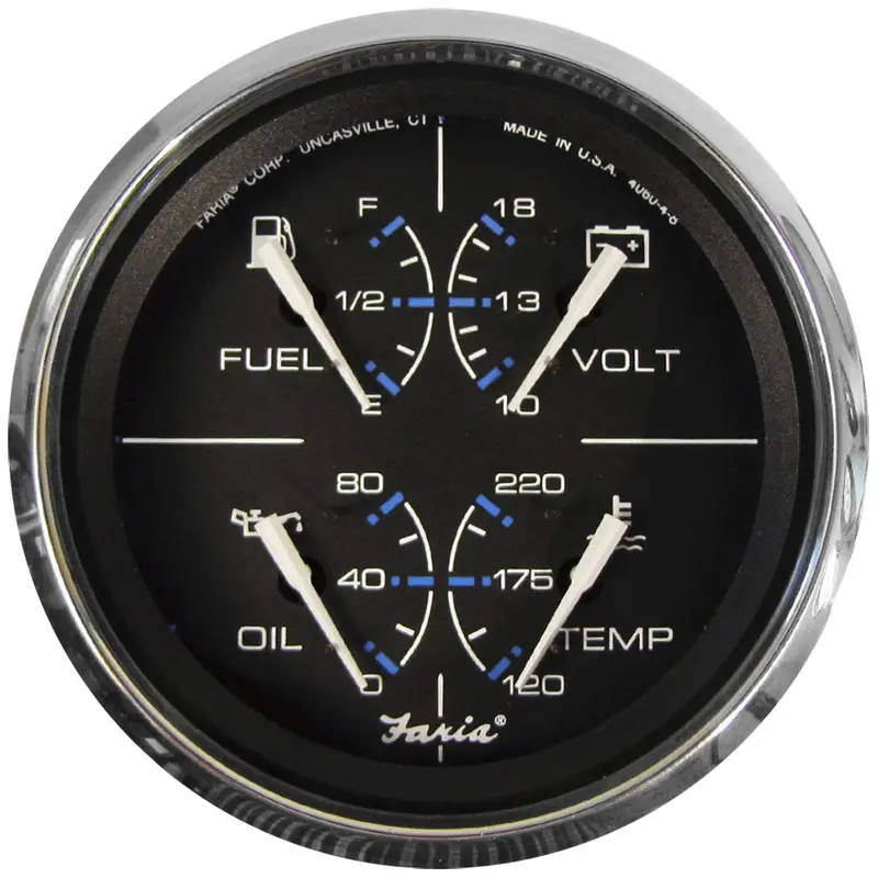 Faria 33751 Chesapeake Black 4" Multifunction Gauge – Dual Display For Speed, Depth & More 1