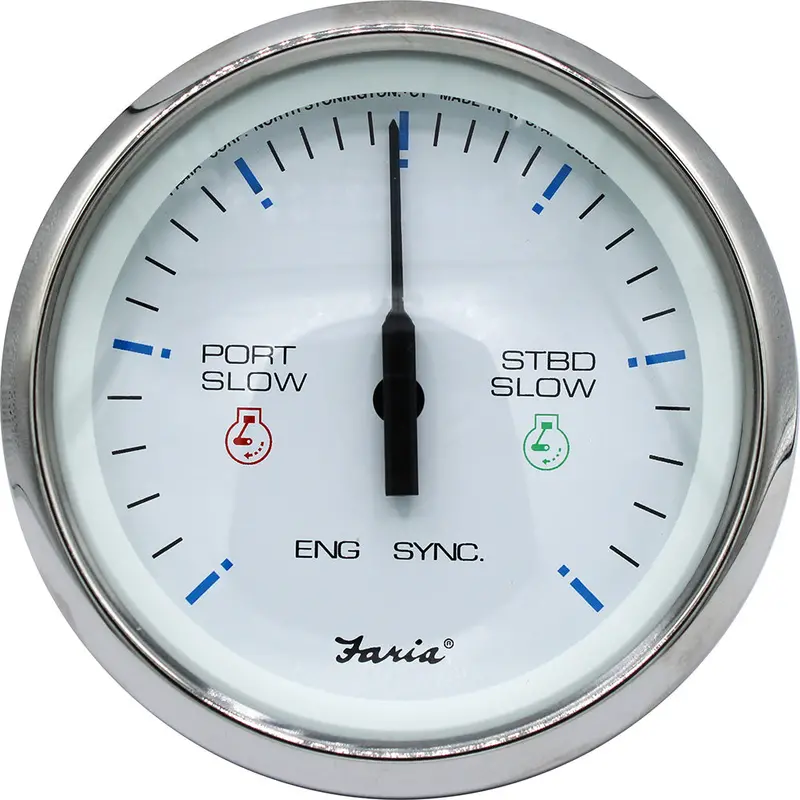 Faria 4-Inch Chesapeake Stainless Steel Engine Synchronizer – Dual Gas / Variable Ratio Diesel [33801] 1