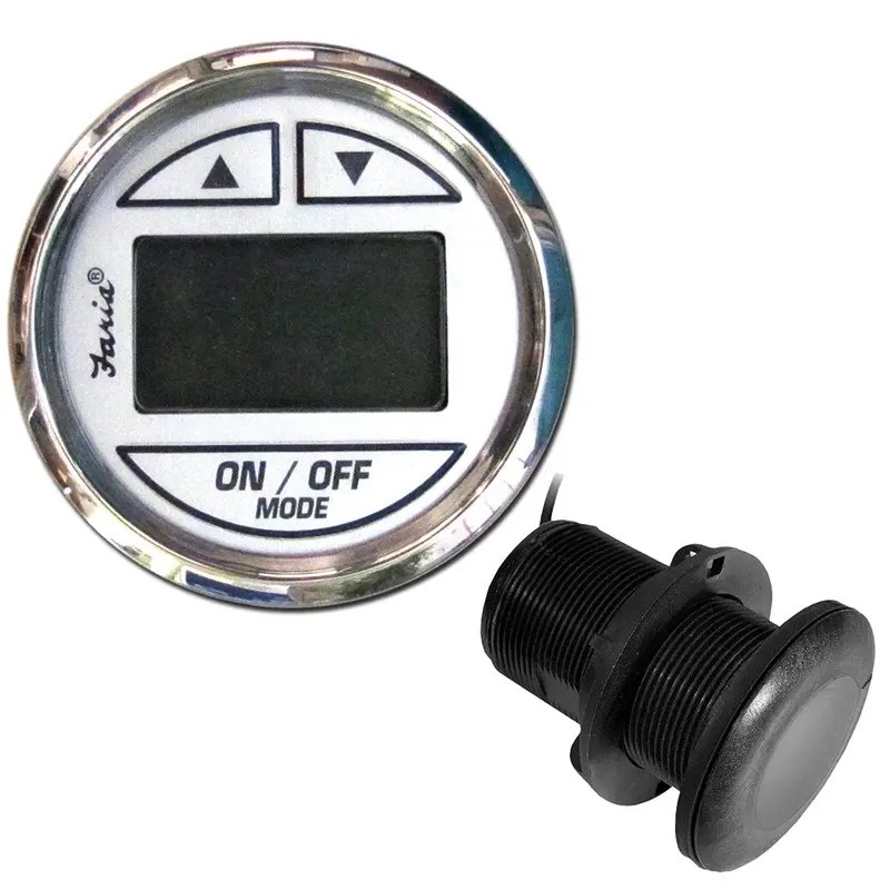 Faria Chesapeake 2-Inch Depth Sounder – White Dial, Thru-Hull Transducer Included 1