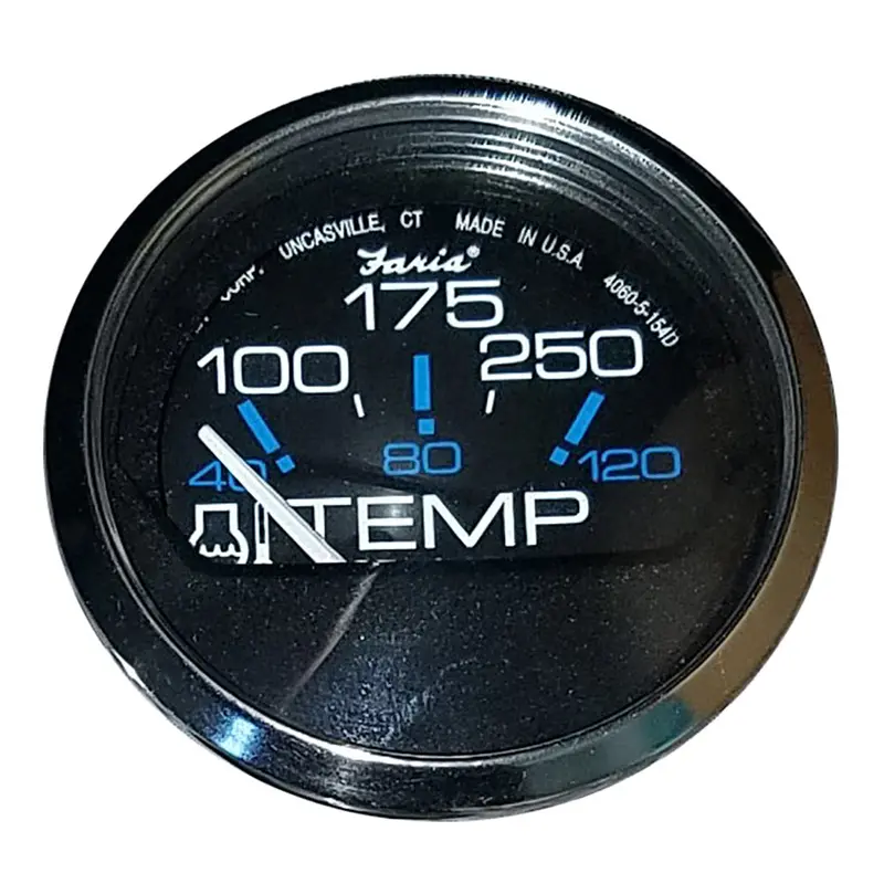 Faria Chesapeake 2" Water Temp Gauge – Black Dial, 100–250°F Range 1