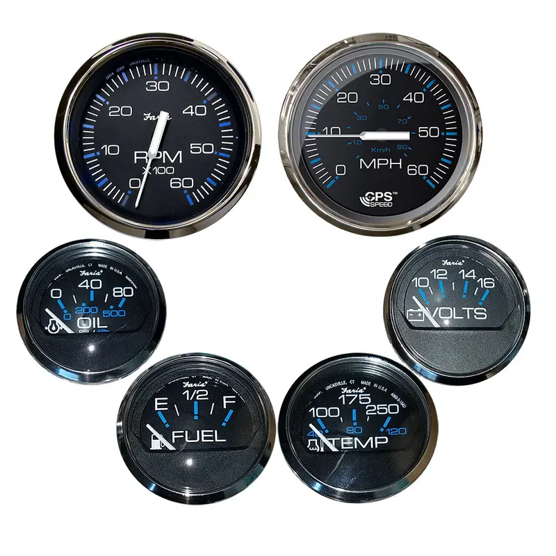 Faria Chesapeake 6-Gauge Instrument Kit – Speed, Tach, Fuel, Volt, Temp, Oil Psi (Inboard) 1