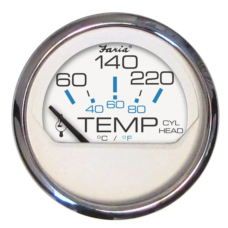 Faria Chesapeake White 2-Inch Cylinder Head Temperature Gauge – 60–220°F 1