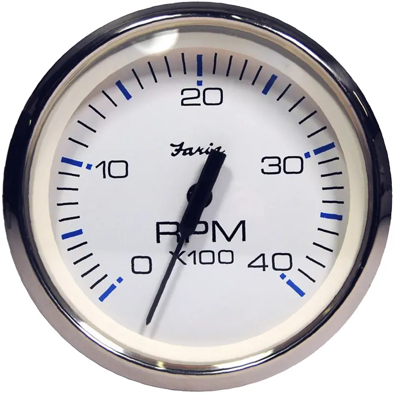 Faria Chesapeake White Stainless Steel 4" Diesel Tachometer – 4000 Rpm With Magnetic Pickup 1
