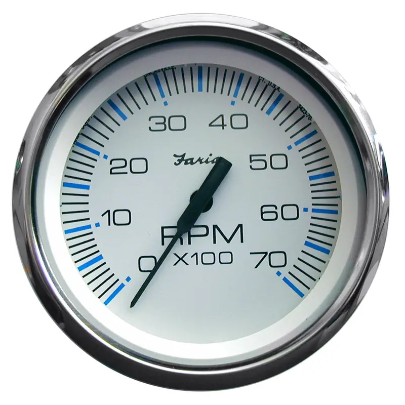 Faria Chesapeake White Stainless Steel 4-Inch Gas Tachometer – 7000 Rpm, Compatible With All Outboards [33817] 1