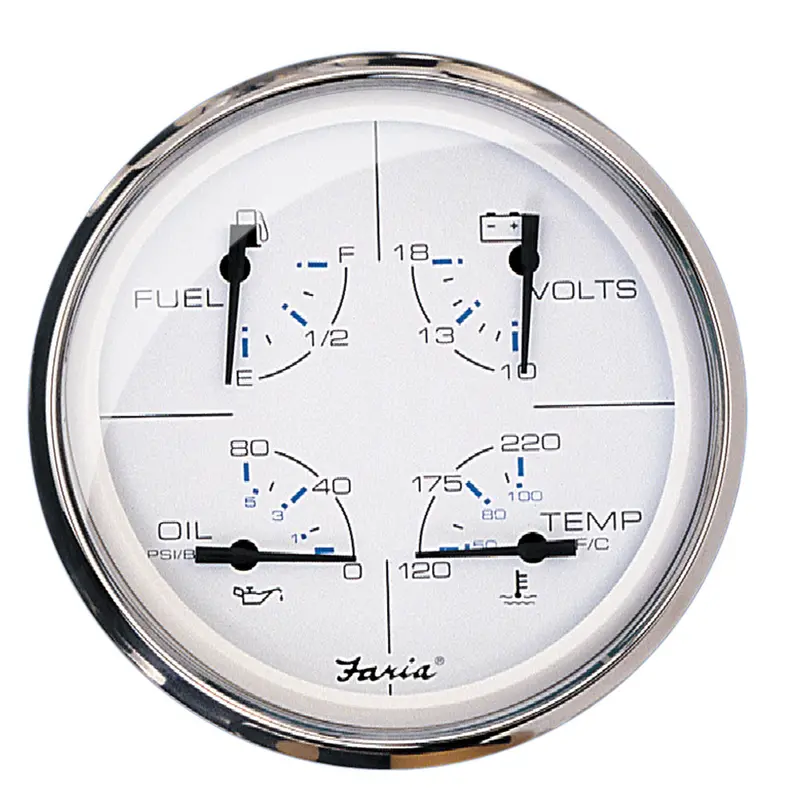 Faria Chesapeake White Stainless Steel 5" Multifunction Gauge – Speed, Depth, Temp 1
