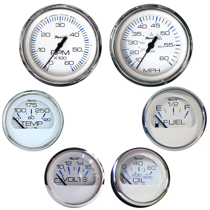 Faria Chesapeake White Stainless Steel Instrument Boxed Set For Inboard Engines (Ktf001) 1