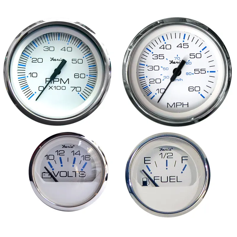 Faria Chesapeake White Stainless Steel Outboard Gauge Bundle – Complete Boxed Set [Ktf002] 1