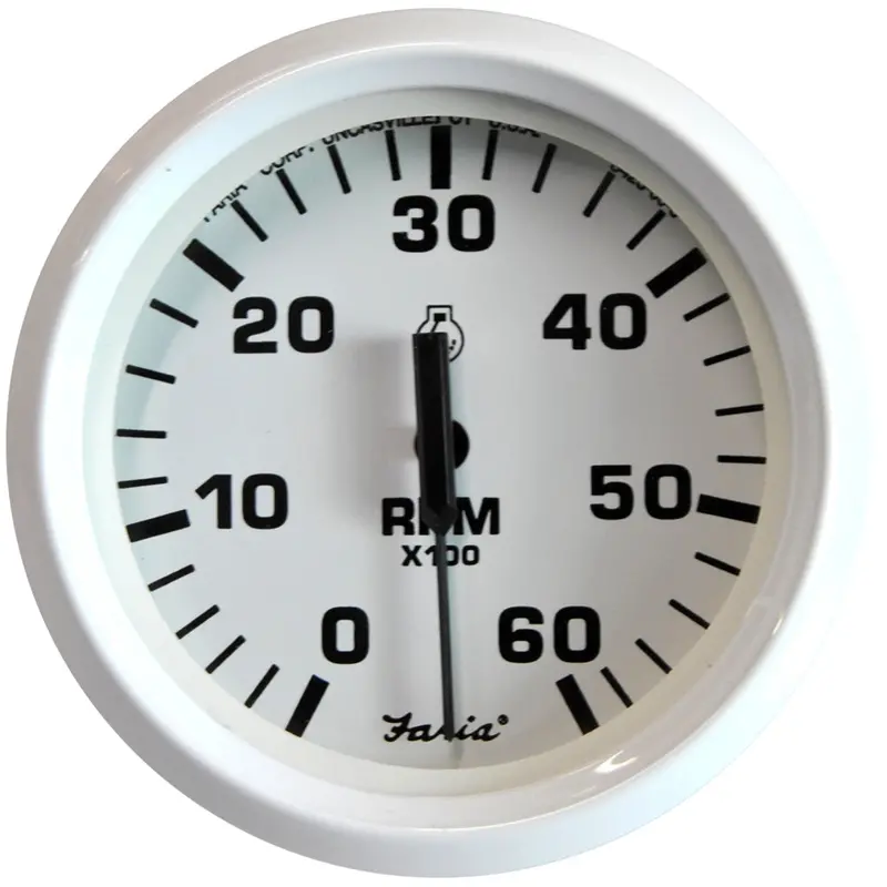Faria Dress Series 4" White Tachometer – 6000 Rpm For Gas Inboard & I/O Engines – 33103 1