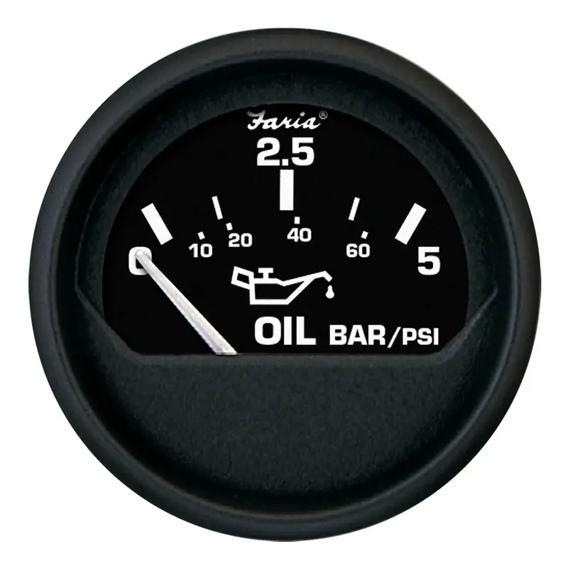 Faria Euro Black 2-Inch Oil Pressure Gauge – 5 Bar Metric Range 1