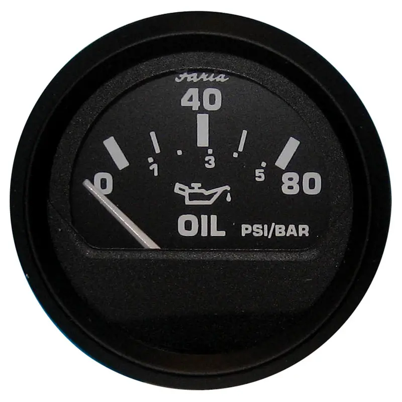 Faria Euro Black 2" Oil Pressure Gauge – 0–80 Psi 1