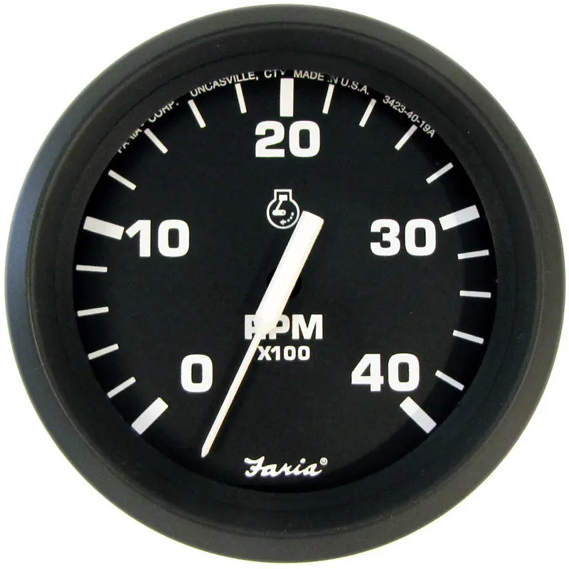 Faria Euro Black 4" Diesel Tachometer — 4000 Rpm, Mechanical Input (32842) 1