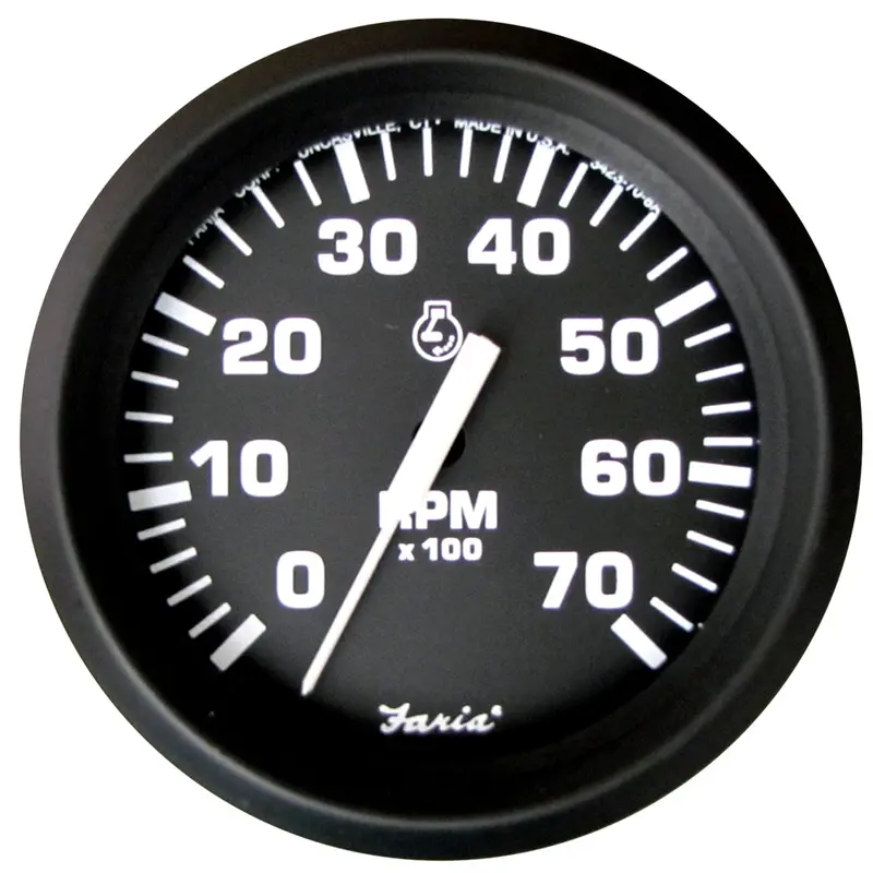 Faria Euro Black 4-Inch Outboard Tachometer – 7,000 Rpm Capacity 1