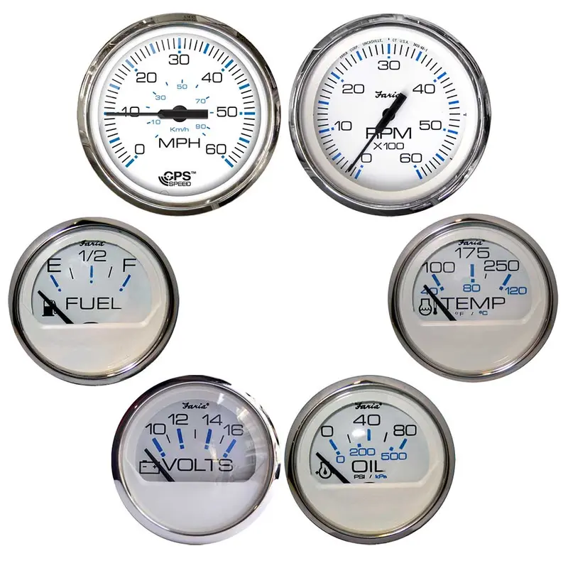 Faria Ktf063 Chesapeake White Gauge Set – 6-Piece Inboard Motor Bundle 1