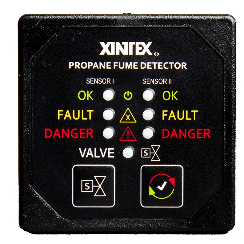 Fireboy-Xintex Dual-Sensor Propane Fume Detector Without Solenoid Valve – Square Black Bezel Model P-2Bnv-R 1