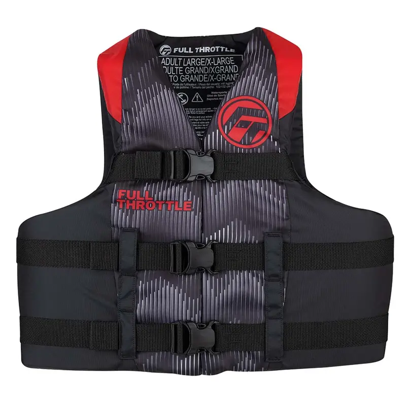 Full Throttle Adult Nylon Life Vest — Red/Black, Large/X-Large Fit 1