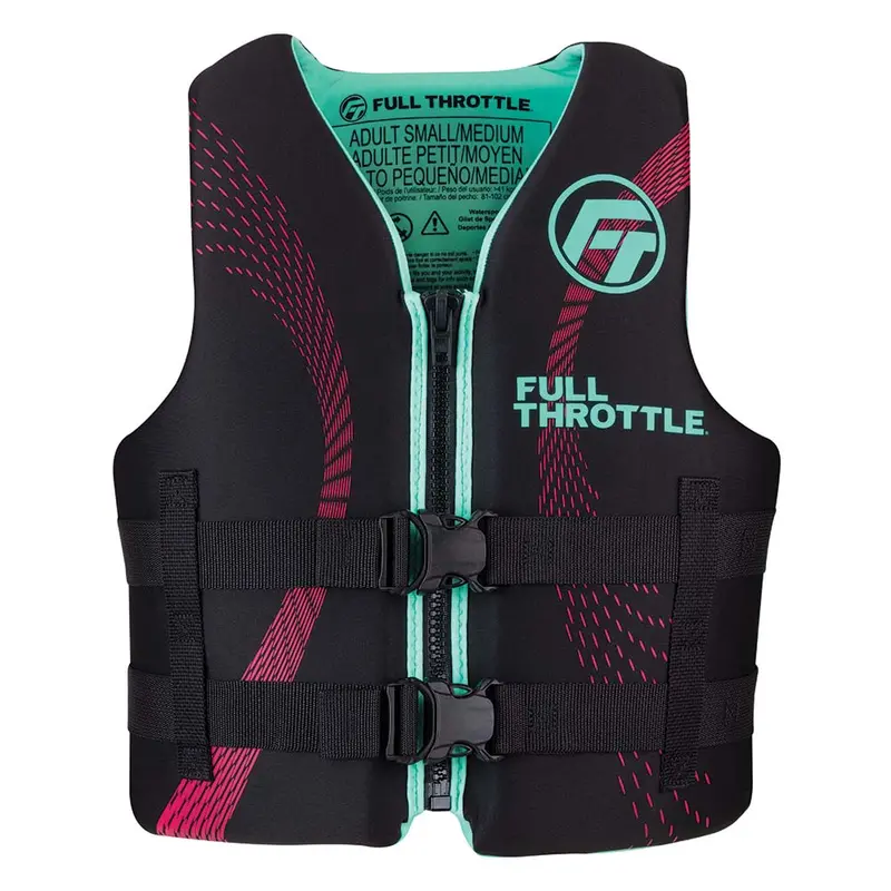 Full Throttle Rapid-Dry Adult Life Vest – Aqua/Black, Size S/M [142100-505-030-22] 1