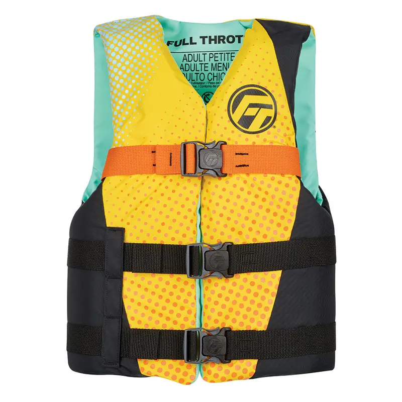 Full Throttle Teen Nylon Life Vest – High-Visibility Yellow/Black Design 1