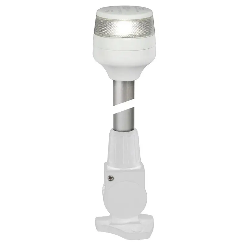 Hella Marine 2-Nautical-Mile All-Round White Navigation Lamp – Fold-Down Pole Mount, 8" Height, White Base (Model 980960291) 1