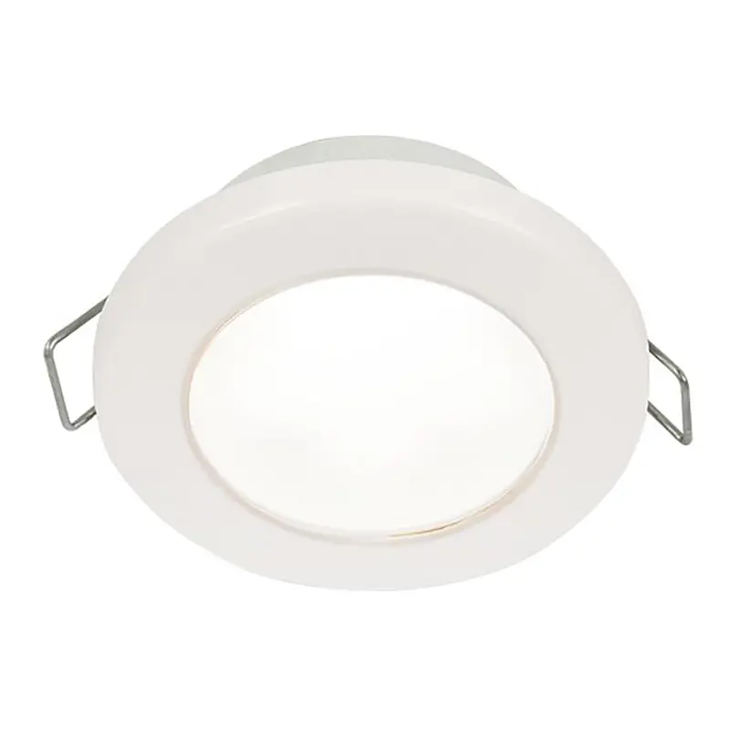 Hella Marine Euroled 75 Round Down Light – 3" Spring Mount, White Led, White Plastic Rim, 12V 1