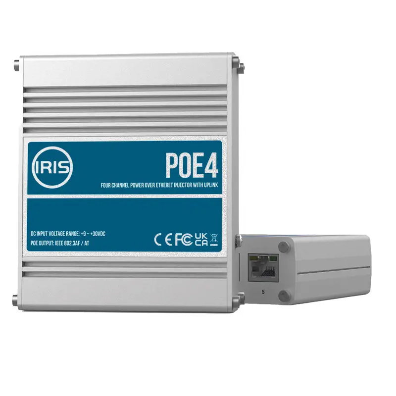 Iris 4-Port Poe Switch – Ieee 802.3Af/At Compliant, 9–30Vdc Input, 48Vdc Output 1