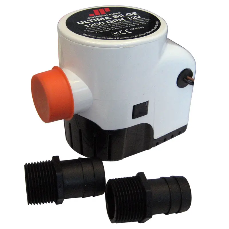 Johnson Pump Ultima High-Capacity Bilge Pump — 1250 Gph, Dual Hose Compatibility (1-1/8" & 1-1/4") 1