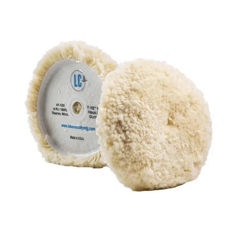 Lake Country Curved-Edge Unsteamed Twisted Wool Buffing Pad – 7.5" × 1.5", 100% Wool [41-125-Lc] 1