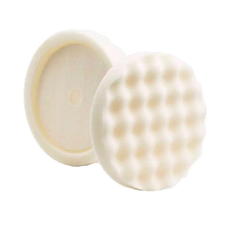Lake Country White Waffle Pro Compounding Pad – 8" Diameter, 1.5" Thick, Recessed Design 1