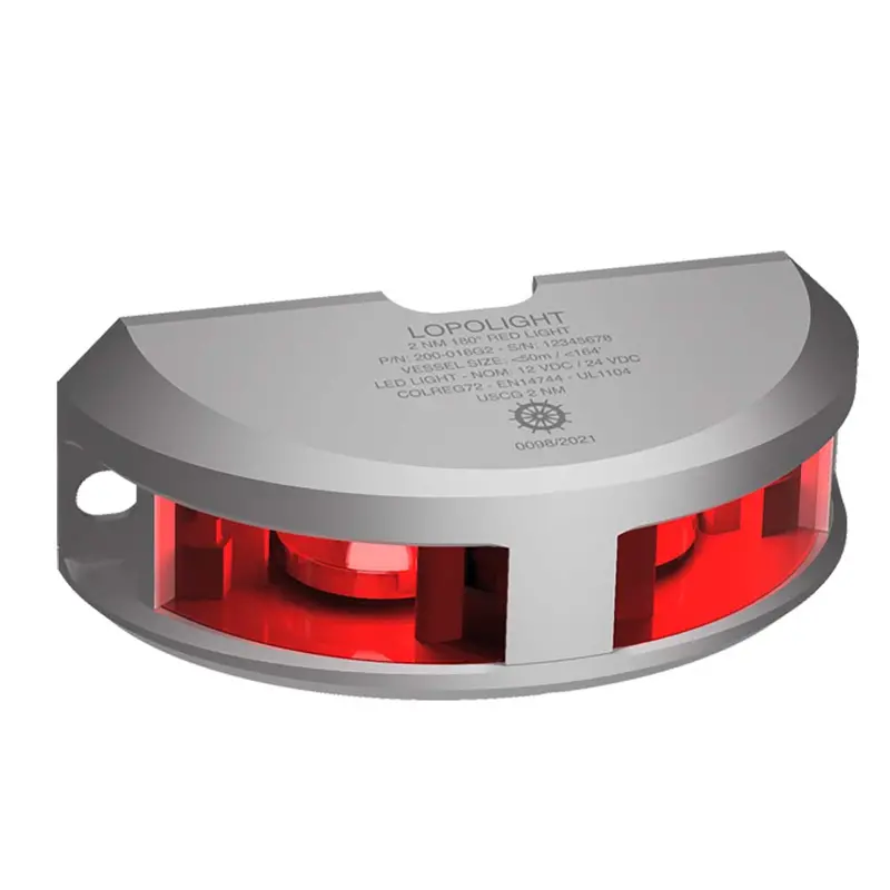 Lopolight Series 200-016 Navigation Light — 2Nm Range, Vertical Red Mount, Silver Housing (200-016G2) 1