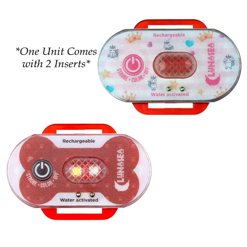 Lunasea Child & Pet Safety Strobe Light – Water-Activated, Red Housing With Blue Flash 1