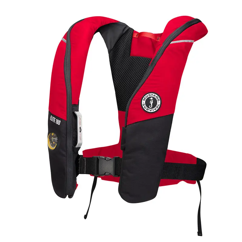 Mustang Elite 190 Offshore Inflatable Life Vest – Red/Black Combo [Md3170-123-0] 1