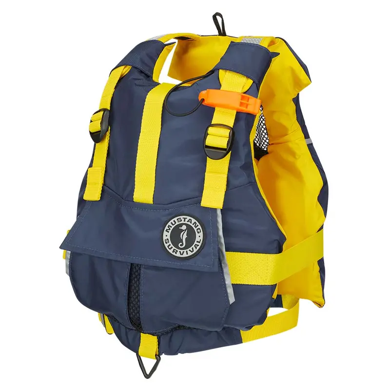Mustang Youth Bobby Foam Life Vest In Yellow And Navy 1