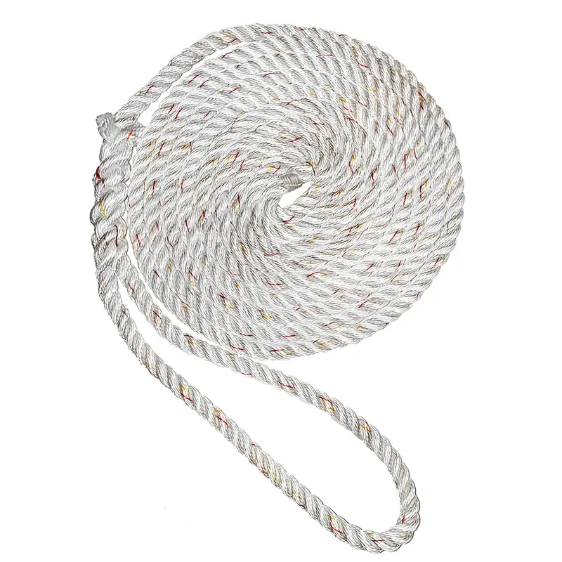 New England Ropes 1/2-Inch Premium 3-Strand Dock Line – White With Tracer, 15-Foot Length, C6050-16-00015 1