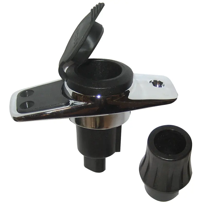 Perko Locking Two-Pin Pole Mount Base For Masthead Lights – Chrome With Black Cover 1