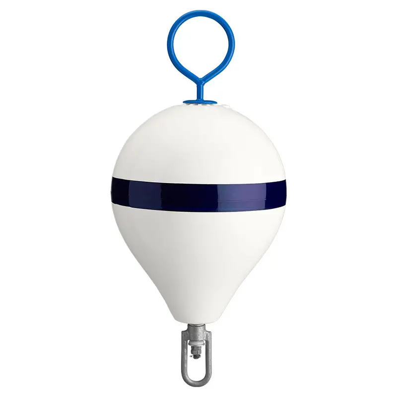 Polyform 13.5" Cm Series Mooring Buoy With Galvanized Core – White/Blue Stripe (Cm-2 Wht W/Str) 1