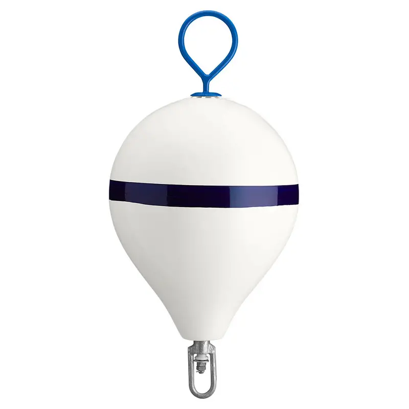 Polyform Cm Series 17" Mooring Buoy – White With Blue Stripe, Galvanized Iron Core 1
