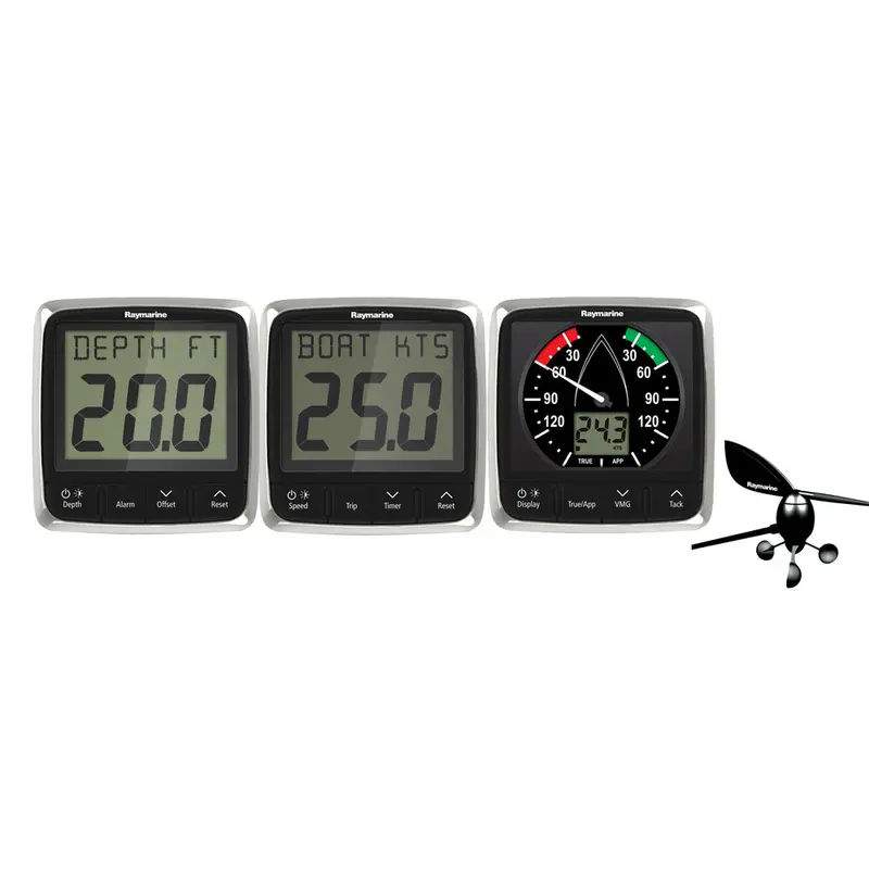 Raymarine I50/I60 Marine Instrument System Pack With Wind, Speed, And Depth Transducers 1