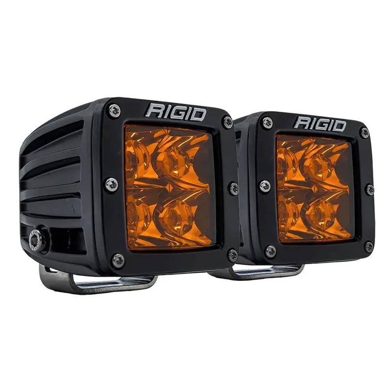 Rigid D-Series Amber Pro Lens Spot Light Pair – Compact Marine & Off-Road Lighting [20252] 1